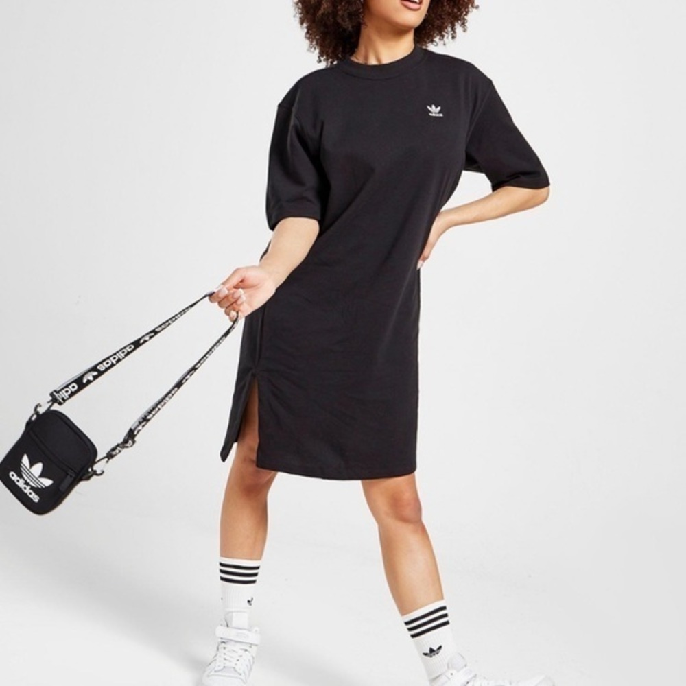 Adidas Trefoil Logo Shirt Dress Small Size 10 Cotton DV2607 Casual Comfy Black
